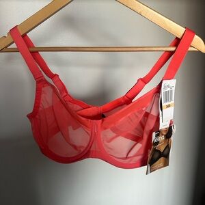 Felina Vibrant Red Sheer Bra